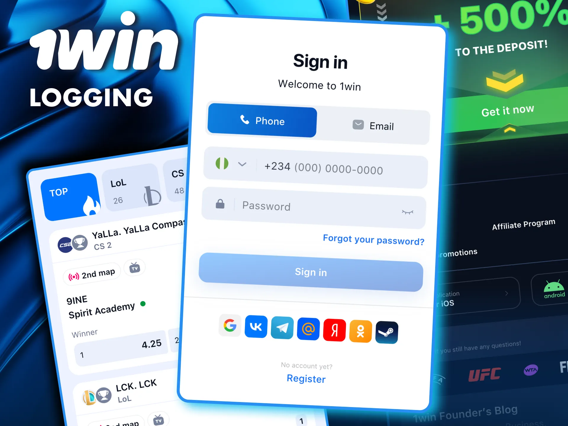 Log in to 1Win with ease use email, phone, or social media for instant entry.