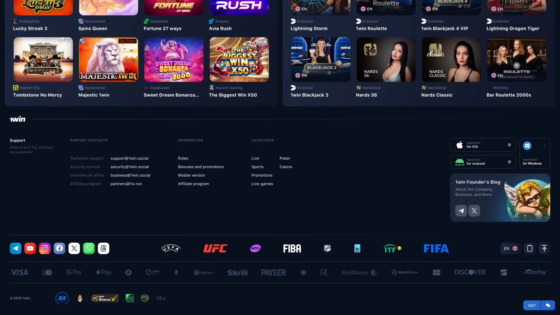 Click the Windows button to start installing 1Win on your PC.