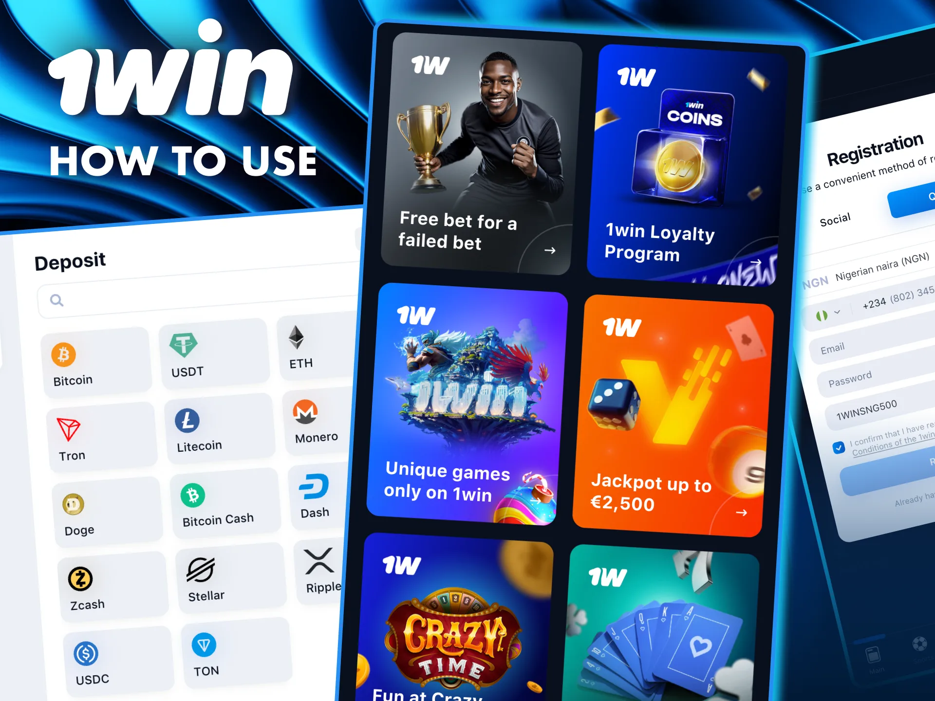 Claim and use your 1Win bonus by registering, depositing funds.