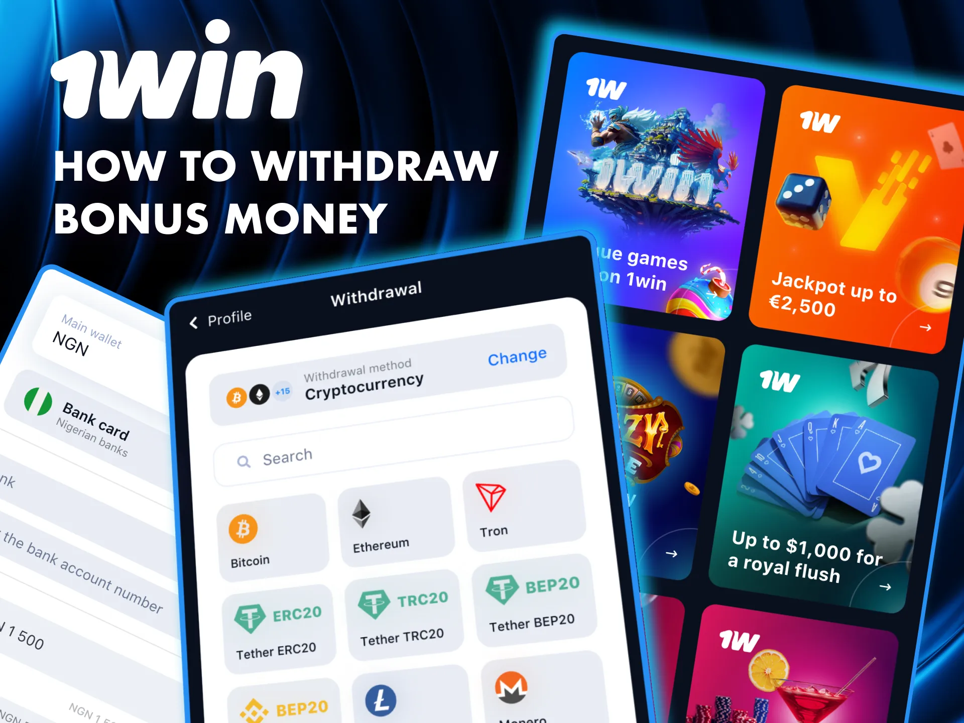 Follow the correct steps at 1Win to cash out your bonus.