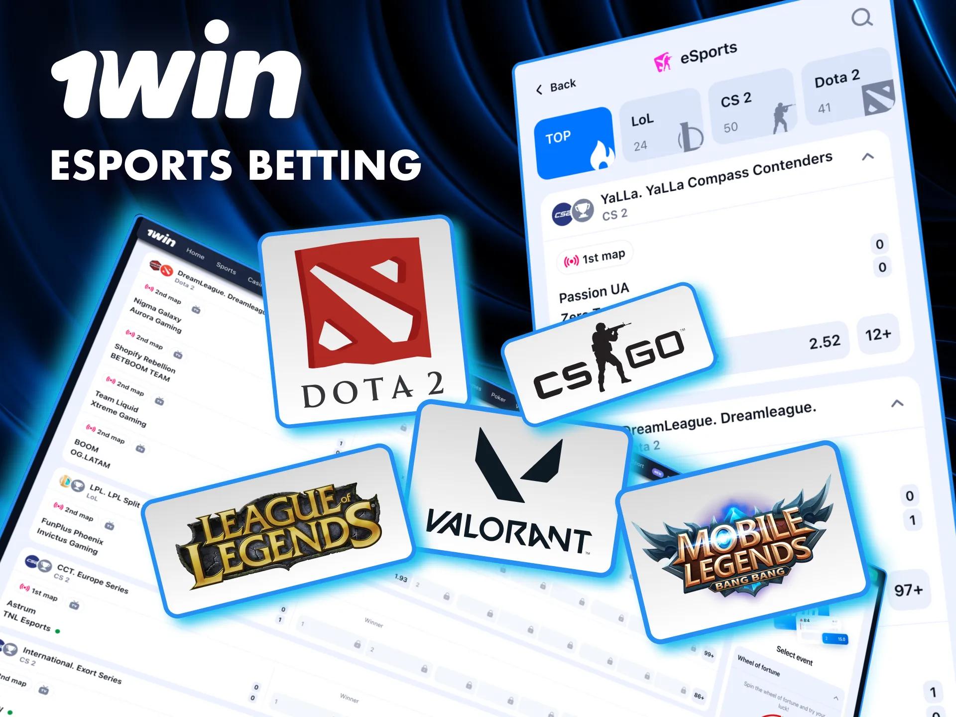 Enjoy pre-match and live esports betting at 1Win with over 100 daily events.