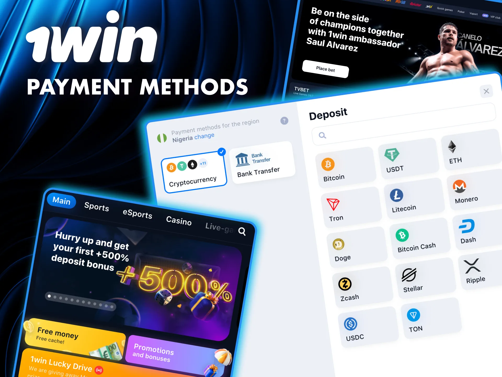 Choose from bank transfers, e-wallets, and crypto for seamless transactions at 1Win.