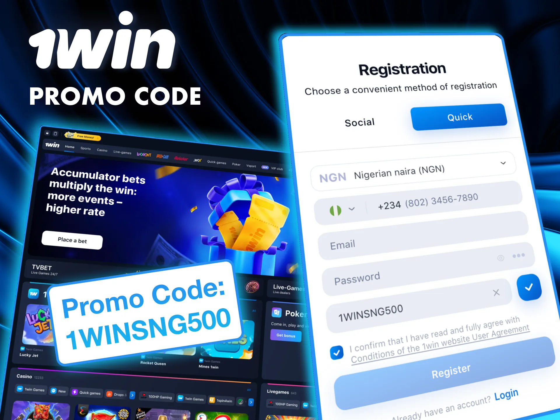 Use the promo code at 1Win to unlock exclusive bonuses and rewards.