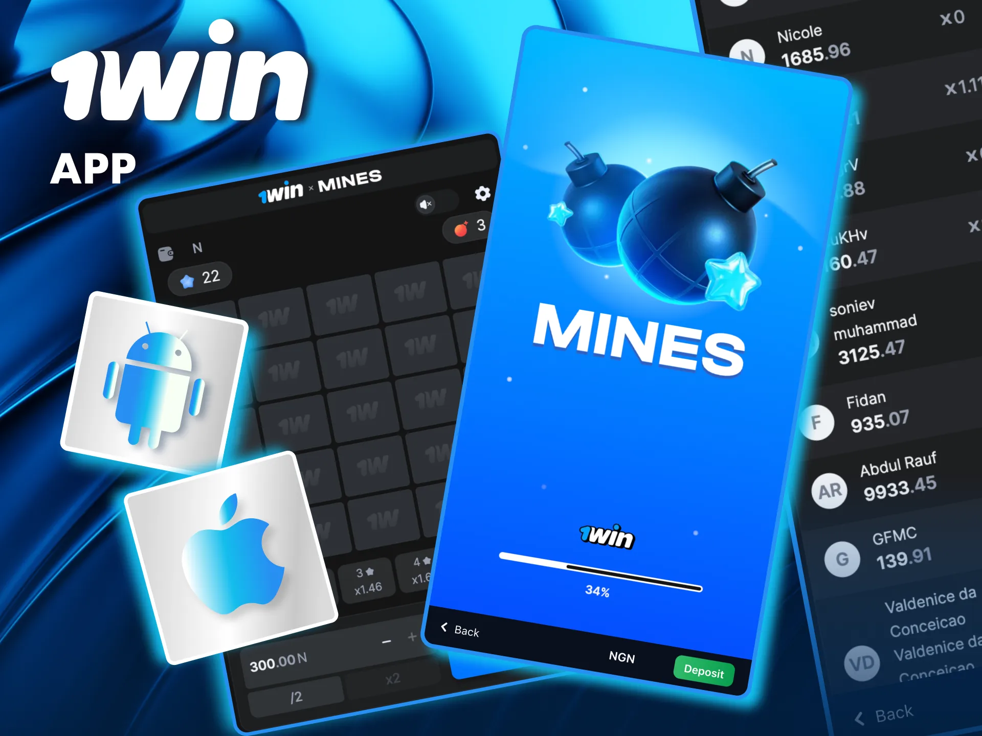 Play 1Win Mines smoothly on mobile with the official app available for Android and iOS.