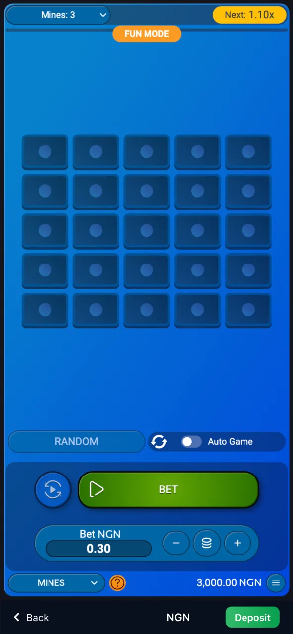 The initial screen in 1Win Mines sets the stage for thrilling gameplay.