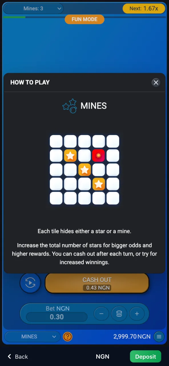 Increase your winnings in 1Win Mines by strategically choosing safe tiles.