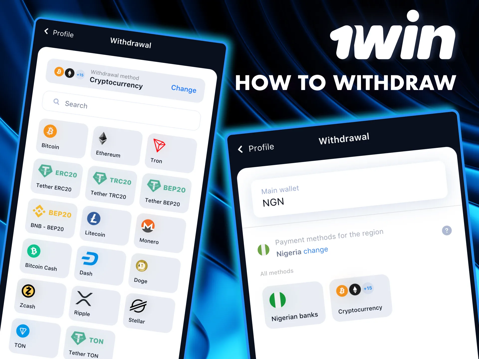Cash out at 1Win Nigeria by following simple steps.