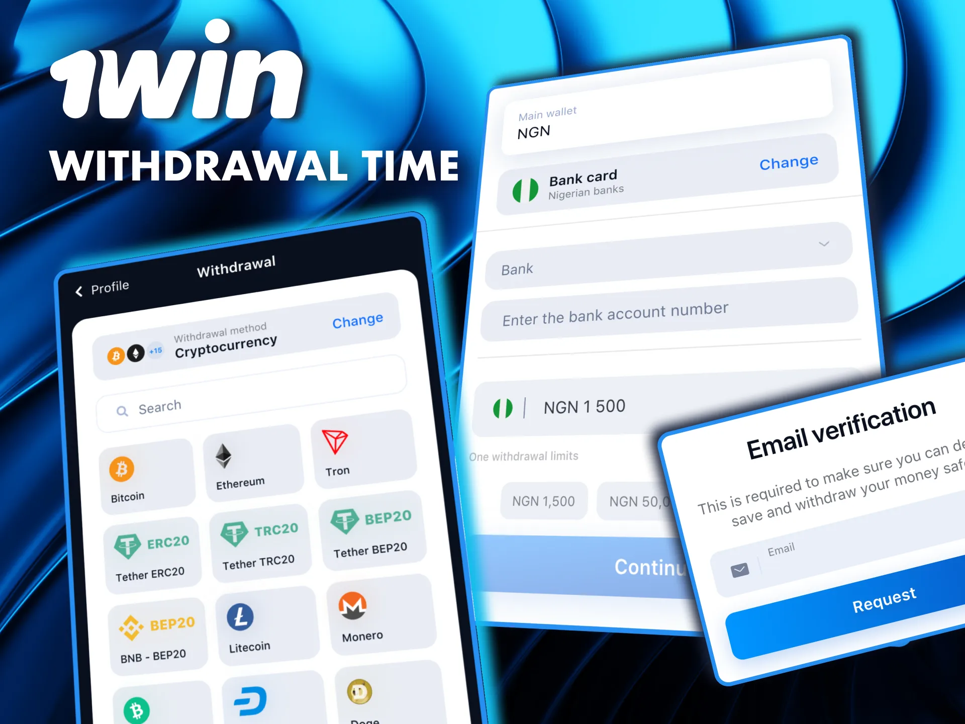1Win withdrawal times vary, crypto transactions are fastest.