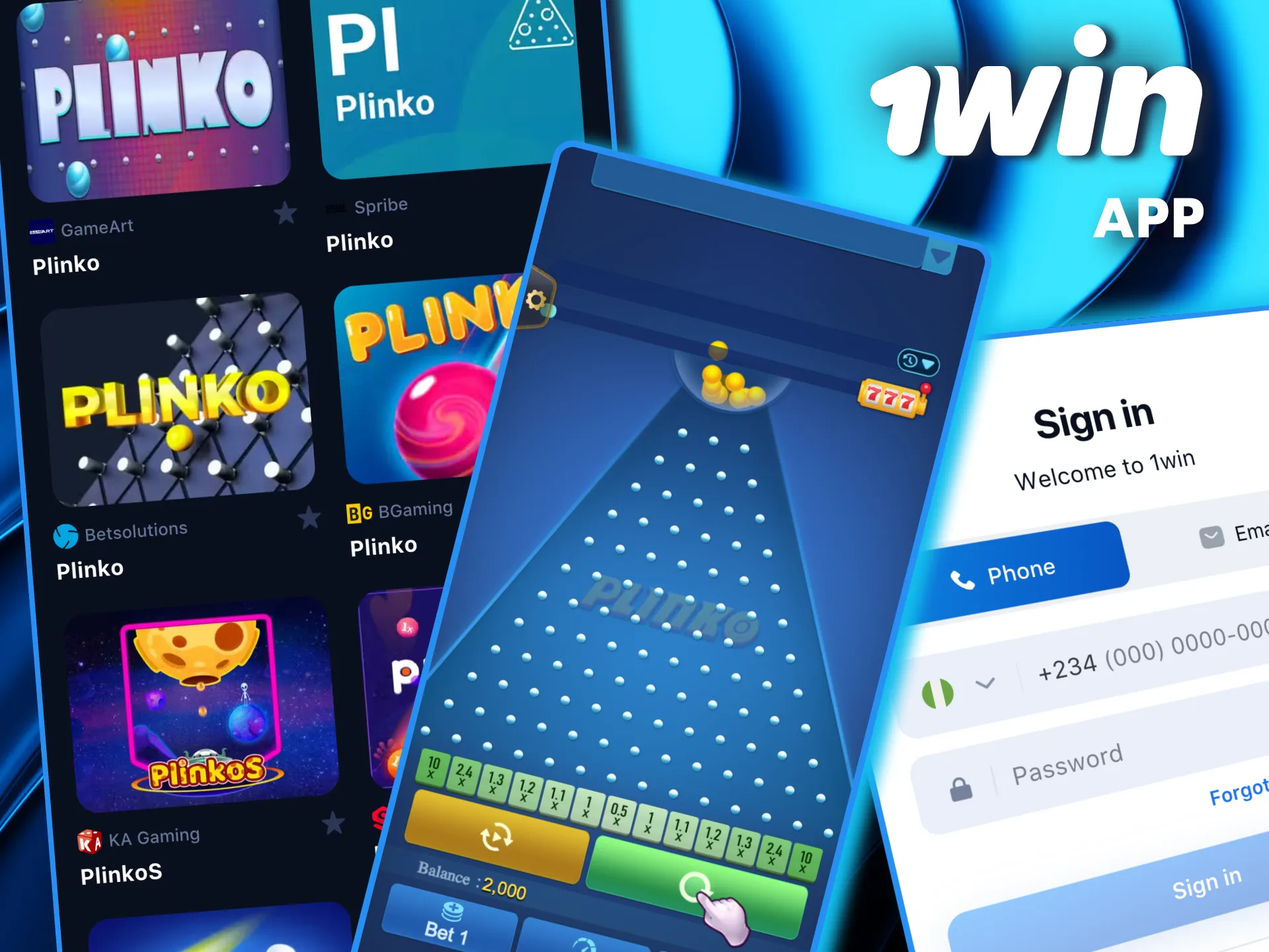 Install the 1Win mobile app, sign up, and start playing Plinko with ease.