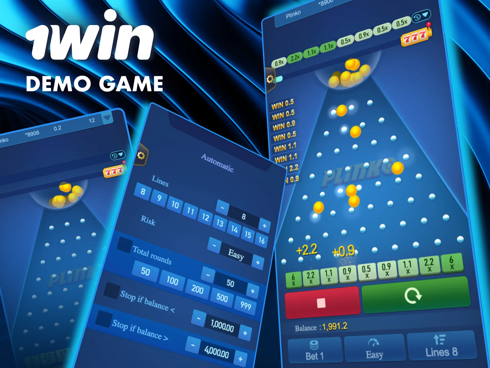 Learn the mechanics of 1Win Plinko by activating demo mode and playing unlimited rounds.