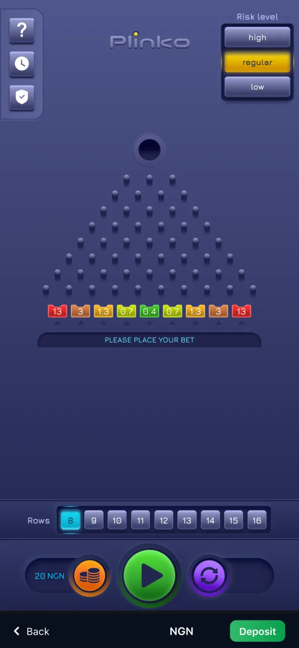 The main screen of 1Win Plinko welcomes players with an intuitive layout.