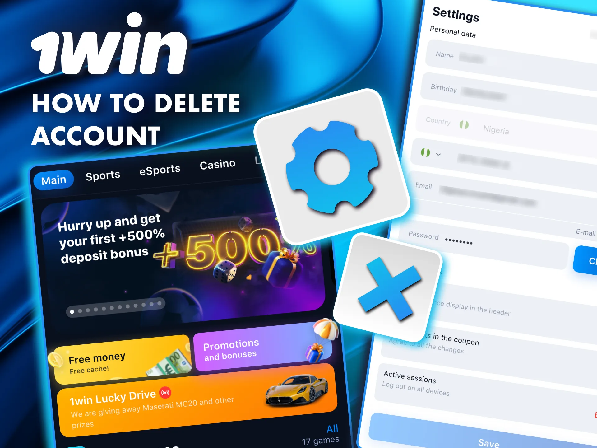 Delete your 1Win account by accessing profile settings and confirming your request.