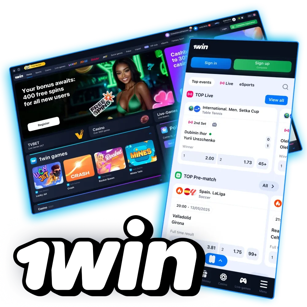 1Win platform with sports betting and casino options in Nigeria.