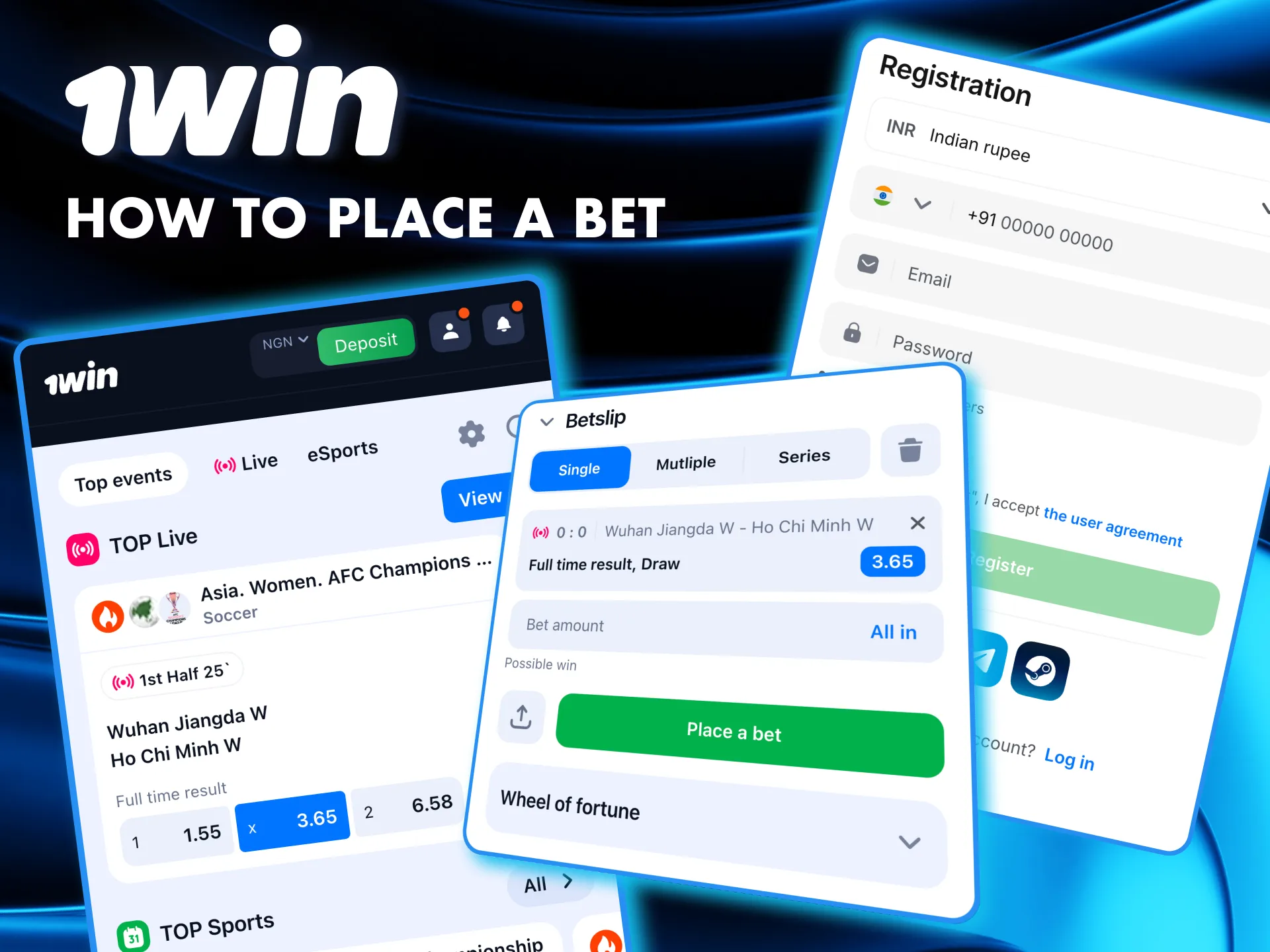Use the 1Win app to bet instantly pick an event, enter your stake, and place your bet.
