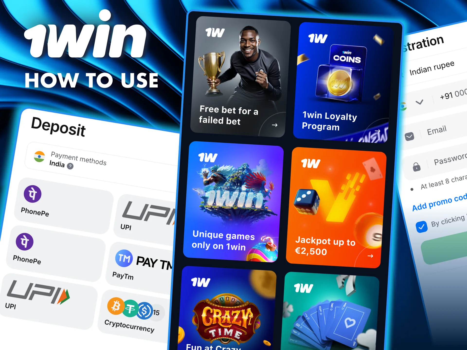 Claim and use your 1Win bonus by registering, depositing funds.