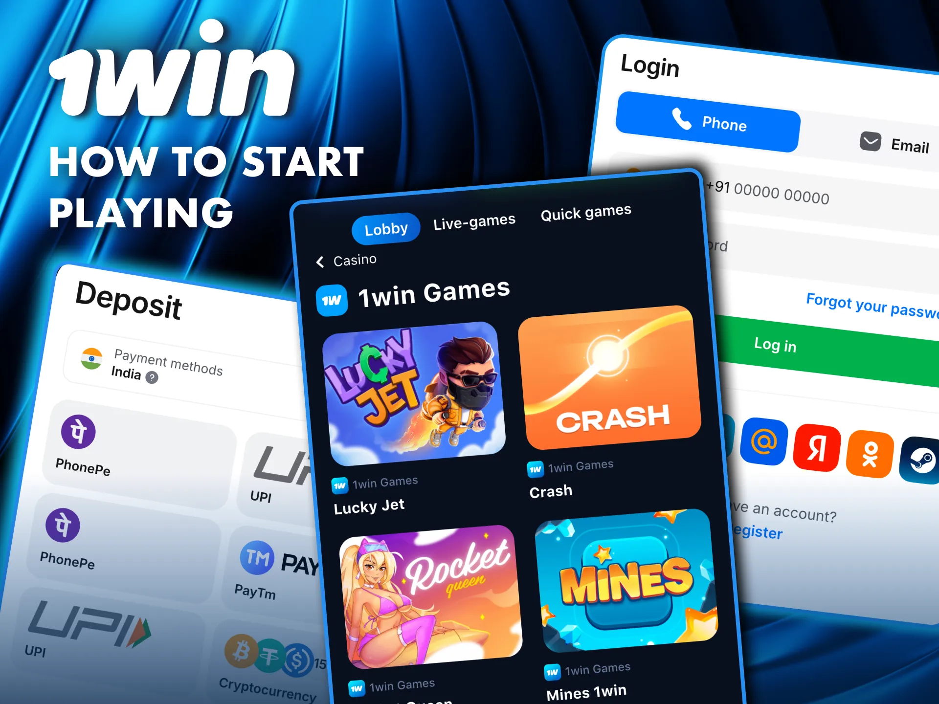 Join 1Win casino online create an account, fund it, and explore exciting games.