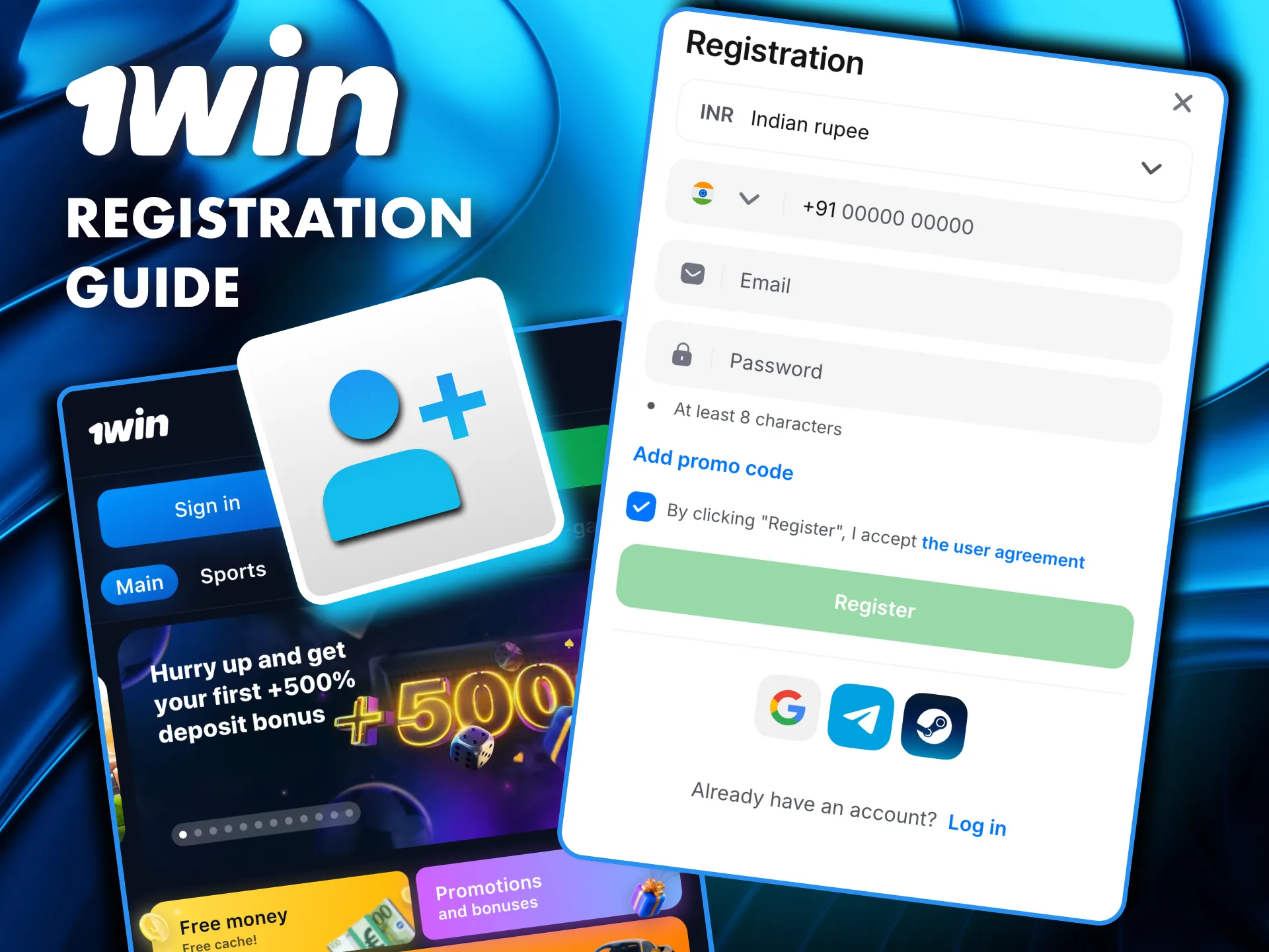 Create your 1Win account in India in under a minute with quick registration options.