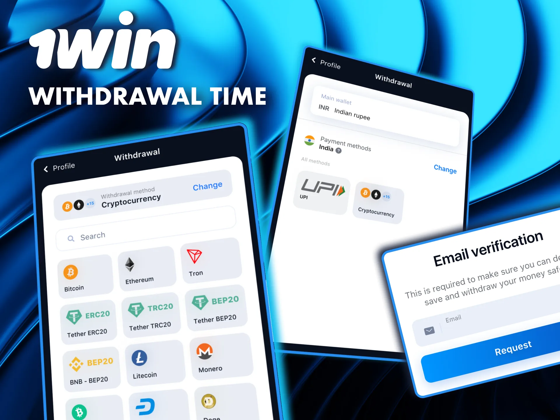 1Win withdrawal times vary, crypto transactions are fastest.