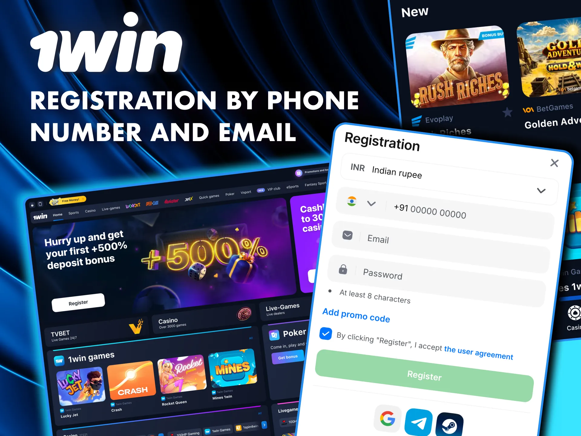 Join 1Win today with a simple phone or email registration and unlock exclusive bonuses.