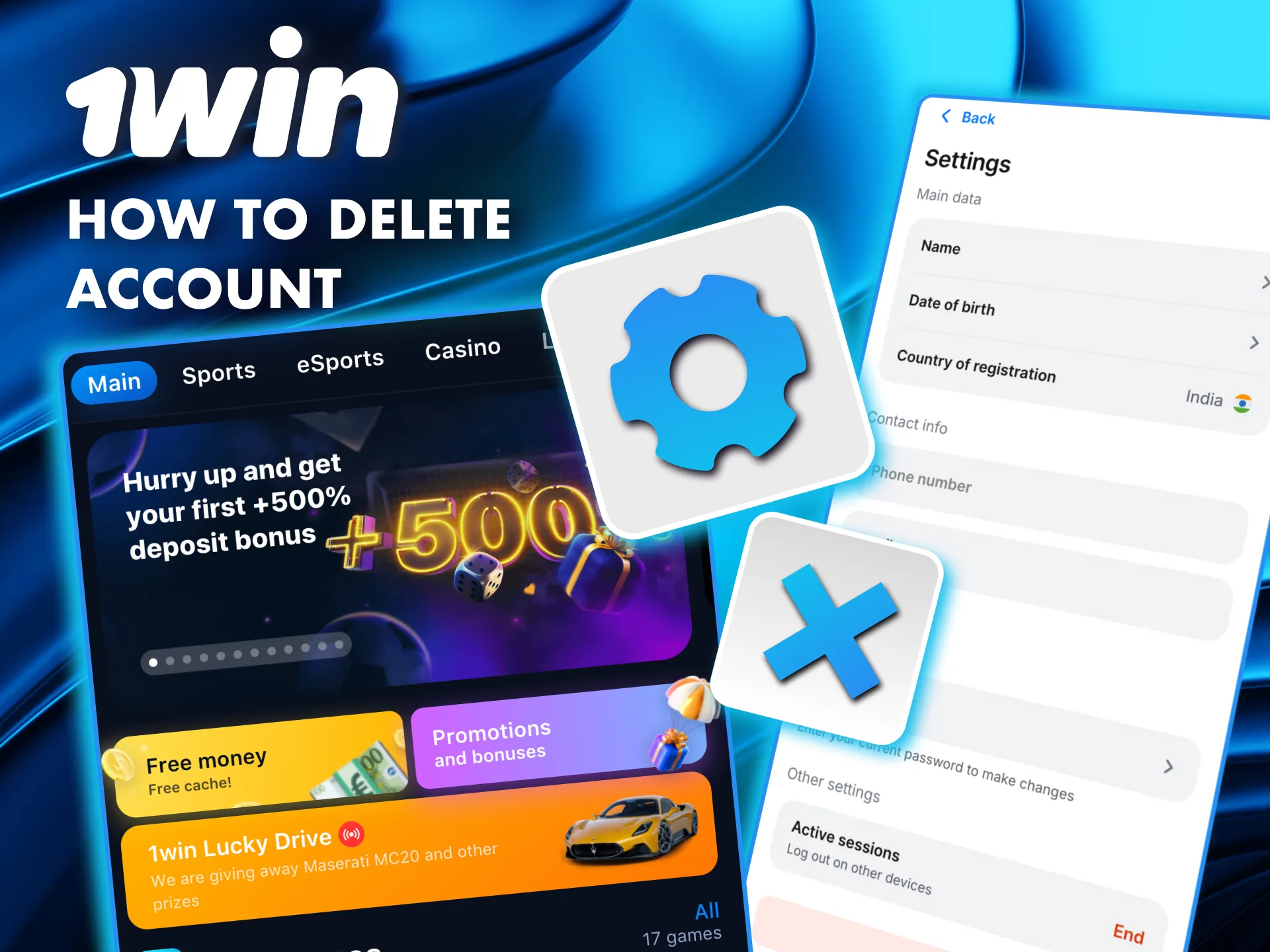 Delete your 1Win account by accessing profile settings and confirming your request.