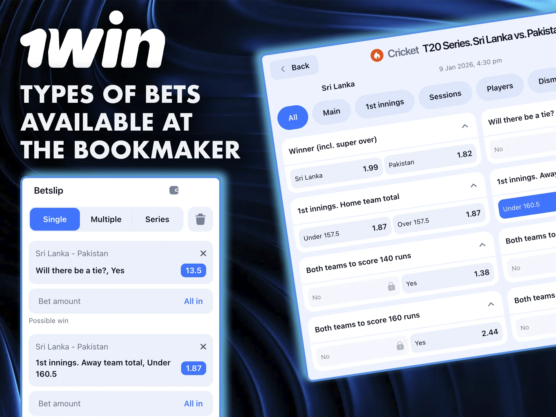 A wide variety of sports betting options will help you get the most out of the 1Win websit