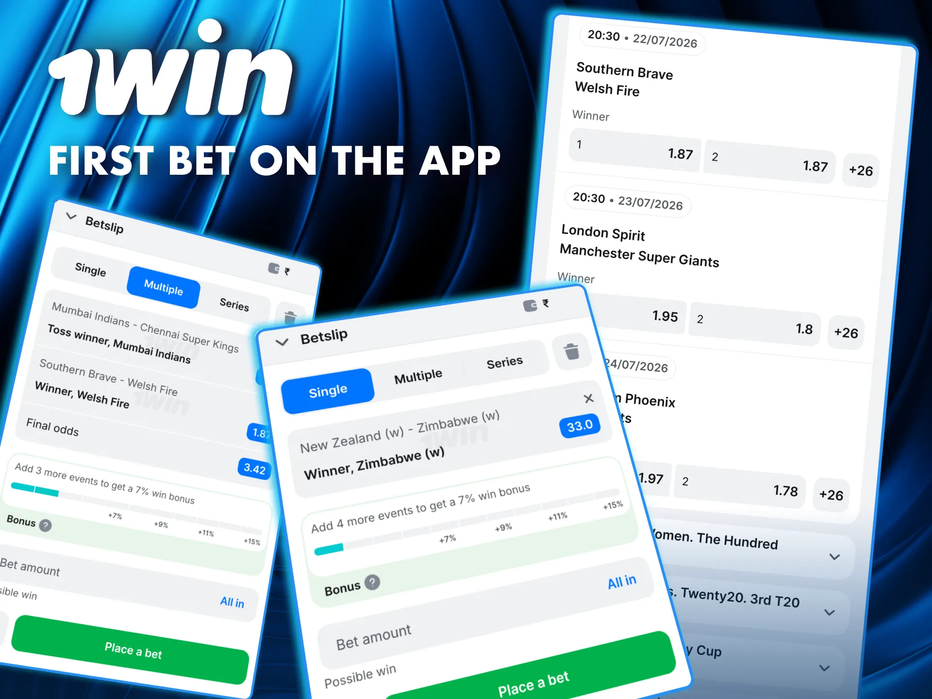 Start betting on cricket matches today with 1win.