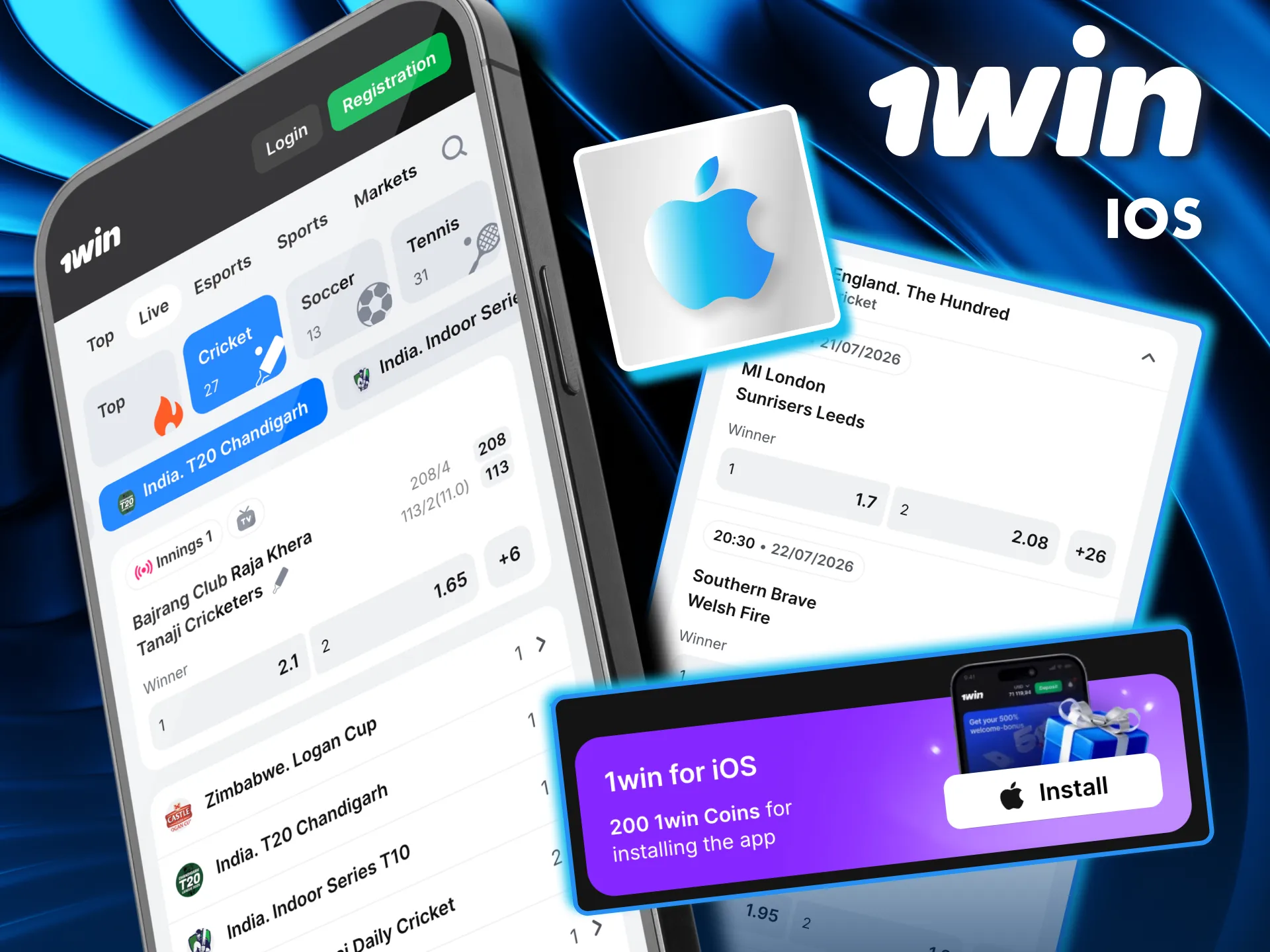 1win iOS installation guide using Progressive Web App.